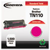 Compatible Remanufactured TN110M Toner, 1500 Page-Yield, Magenta