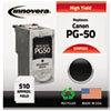 Compatible Reman High-Yield 0616B002 (PG-50) Ink, 510 Page-Yield, Black