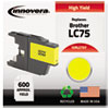 Compatible Remanufactured High-Yield LC75Y Ink, 600 Page-Yield, Yellow