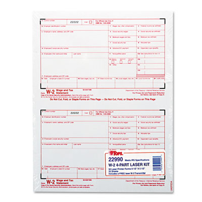 Carbonless Forms Printing on Tops W 2 Tax Form  4 Part Carbonless  50 Forms   Top22990   22990 At