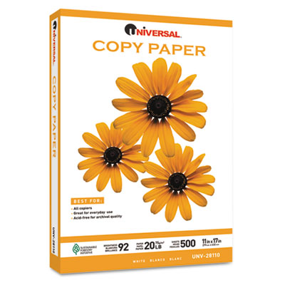 Colored Copy Paper on Copy Paper  92 Brightness  20lb  11 X 17  White  2500 Sheets Carton