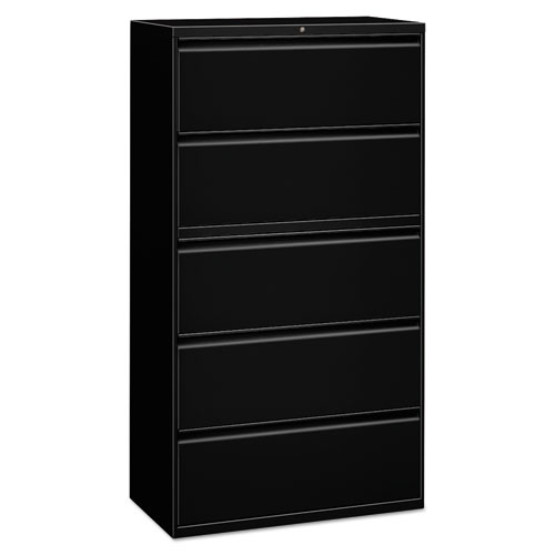 Five Drawer Lateral File Cabinet 36w X 18d X 64 25h Black Wb Mason