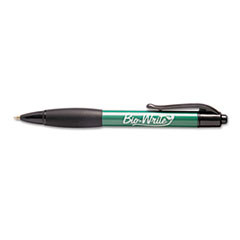 SKILCRAFT Bio-Write Ballpoint Pen, Retractable, Medium 1 mm, Black Ink, Green Barrel, Dozen