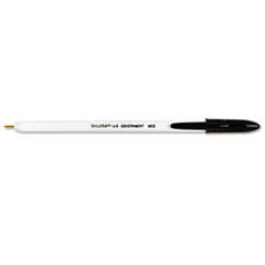 SKILCRAFT Ballpoint Pen, Stick, Medium 1 mm, Black Ink, White Barrel, Dozen