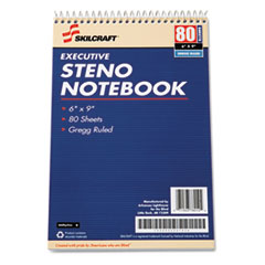 SKILCRAFT Executive Steno Notepad, Gregg Rule, 80 White 6 x 9 Sheets, 12/Pack