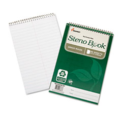 SKILCRAFT Recycled Steno Pad, Gregg Rule, Green Cover, 60 White 6 x 9 Sheets, 6/Pack