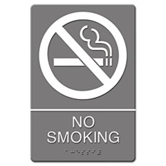 ADA Sign, No Smoking Symbol W/tactile Graphic, Molded Plastic, 6 X 9, Gray