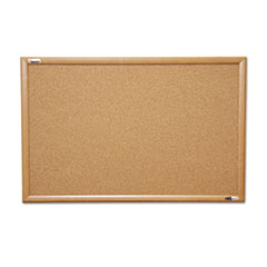 SKILCRAFT Cork Board, 48 x 36, Tan Surface, Oak Wood Frame