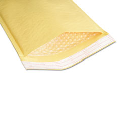 SKILCRAFT Sealed Air Jiffylite Mailer, #1, Bubble Cushion, Self-Adhesive Closure, 7.25 x 12, Gold Kraft, 100/BX