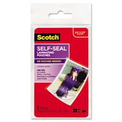 Scotch™ POUCH LAM WALLET GLSY 5PK SELF-SEALING LAMINATING POUCHES, 9.5 MIL, 2.81" X 3.75", GLOSS CLEAR, 5-PACK