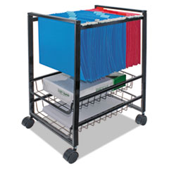 Mobile File Cart with Sliding Baskets, Metal, 2 Drawers, 1 Bin, 12.88