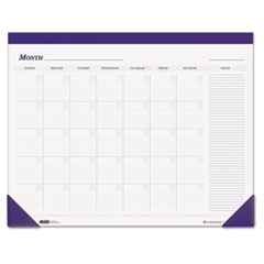 Recycled Nondated Desk Pad Calendar, 22 X 17, White/blue Sheets, Blue Binding, Blue Corners, 12-Month (jan To Dec): Undated