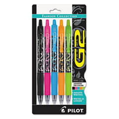 G2 Fashion Premium Gel Pen, Retractable, Fine 0.7 Mm, Assorted Ink And Barrel Colors, 5/pack