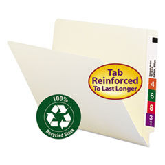 100% Recycled Manila End Tab Folders, Straight Tabs, Letter Size, 0.75