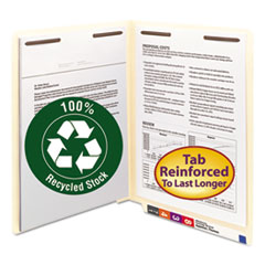 Recycled Manila End Tab Fastener Folders, 0.75