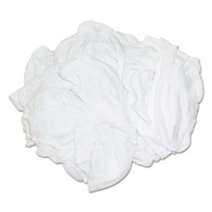 New Bleached White T-Shirt Rags, Multi-Fabric, 25 Lb Polybag