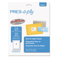 PRES-a-ply® LABEL SHPPNG 8.5"X11" WH LABELS, INKJET-LASER PRINTERS, 8.5 X 11, WHITE, 25-PACK