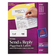 Send And Reply Piggyback Labels, Inkjet/laser Printers, 1.63 X 4, White, 12/sheet, 20 Sheets/pack