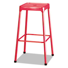 Bar-Height Steel Stool, Backless, Supports Up To 250 Lb, 29" Seat Height, Red