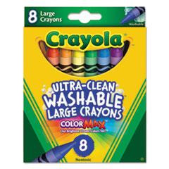 Ultra-Clean Washable Crayons, Large, 8 Colors/box