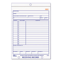 Receiving Record Book, Three-Part Carbonless, 5.56 x 7.94, 50 Forms Total