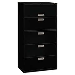 Brigade 600 Series Lateral File, 4 Legal/letter-Size File Drawers, 1 Roll-Out File Shelf, Black, 36