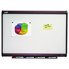 SKILCRAFT Magnetic Porcelain Dry Erase Board, 48 x 36, White Surface, Brown Mahogany Frame