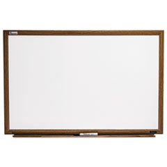 SKILCRAFT Melamine Dry Erase White Board, 36 x 24, White Surface, Light Brown Oak Frame