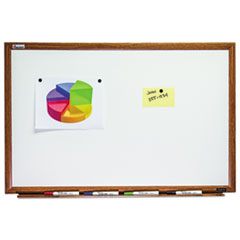 SKILCRAFT Magnetic Porcelain Dry Erase Board, 36 x 24, White Surface, Light Brown Oak Frame