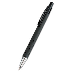 SKILCRAFT Rubberized Ballpoint Pen, Retractable, Fine 0.7 mm, Black Ink, Black Barrel, Dozen