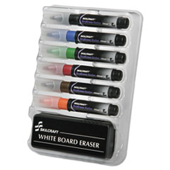 SKILCRAFT 6-Marker Dry Erase Kit, Broad Chisel Tip, Assorted Colors, 6/Set