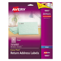 Matte Clear Easy Peel Mailing Labels W/ Sure Feed Technology, Inkjet Printers, 0.5 X 1.75, Clear, 80/Sheet, 10 Sheets/Pack