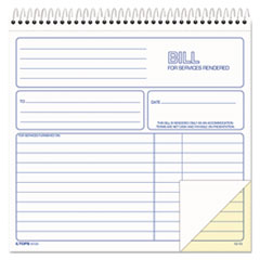 Bill for Services Rendered Book, Two-Part Carbonless, 8.5 x 7.75, 50 Forms Total