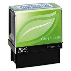 Green Line Message Stamp, Confidential, 1.5 x 0.56, Blue