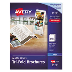 Tri-Fold Brochures, 92 Bright, 85 lb Text Weight, 8.5 x 11, Matte White, 100/Pack