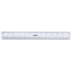 Universal® RULER ACRYLIC CLR 12" Clear Plastic Ruler, Standard-metric, 12"