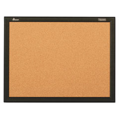 SKILCRAFT Cork Board, 36 x 24, Natural Tan Surface, Black Aluminum Frame