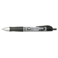 SKILCRAFT Needle Point Roller Ball Pen, Retractable, Fine 0.5 mm, Black Ink, Gray/Black/White Barrel, Dozen