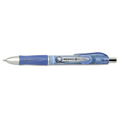 SKILCRAFT Needle Point Roller Ball Pen, Retractable, Fine 0.7 mm, Blue Ink, Blue/White/Black Barrel, Dozen