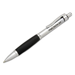 SKILCRAFT Precision 305 Ballpoint Pen, Retractable, Fine 0.7 mm, Black Ink, Silver Barrel, Dozen