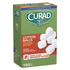 Curad® FIRST AID COTNBALL 130 WH Sterile Cotton Balls, 1", 130-box