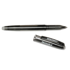 SKILCRAFT Erasable Re-Write Gel Pen, Stick, Fine 0.5 mm, Black Ink, Smoke/Black Barrel, Dozen