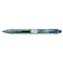 SKILCRAFT Eco-Bottle Gel Pen, Retractable, Medium 0.7 mm, Blue Ink, Translucent Blue Barrel, Dozen