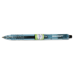 SKILCRAFT Eco-Bottle Gel Pen, Retractable, Medium 0.7 mm, Black Ink, Translucent Black Barrel, Dozen