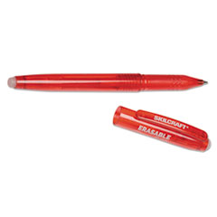 SKILCRAFT Erasable Re-Write Gel Pen, Stick, Medium 0.7 mm, Red Ink, Translucent Red Barrel, Dozen