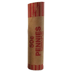 Preformed Tubular Coin Wrappers, Pennies, $0.50, 1,000 Wrappers/Box