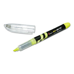 SKILCRAFT go-brite Liquid Highlighters, Fluorescent Yellow Ink, Chisel Tip, Black/Yellow/Clear Barrel, 6/Pack