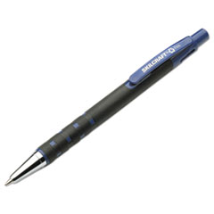 SKILCRAFT Rubberized Ballpoint Pen, Retractable, Fine 0.7 mm, Blue Ink, Black Barrel, Dozen