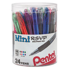 RSVP Mini Ballpoint Pen, Stick, Medium 1 Mm, Assorted Ink And Barrel Colors, 24/pack