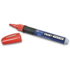 SKILCRAFT Paint Marker, Medium Bullet Tip, Red, 6/Pack